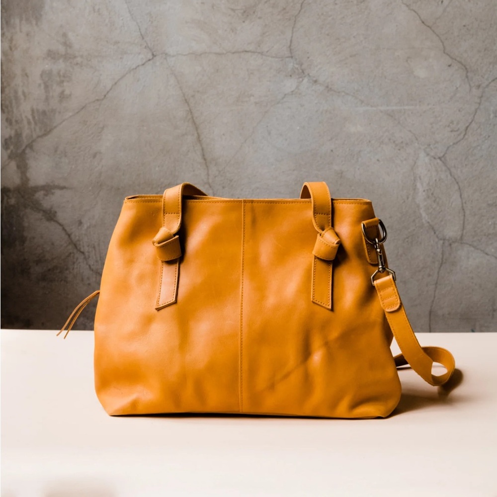 Able Mustard Yellow Leather Crossbody Tote